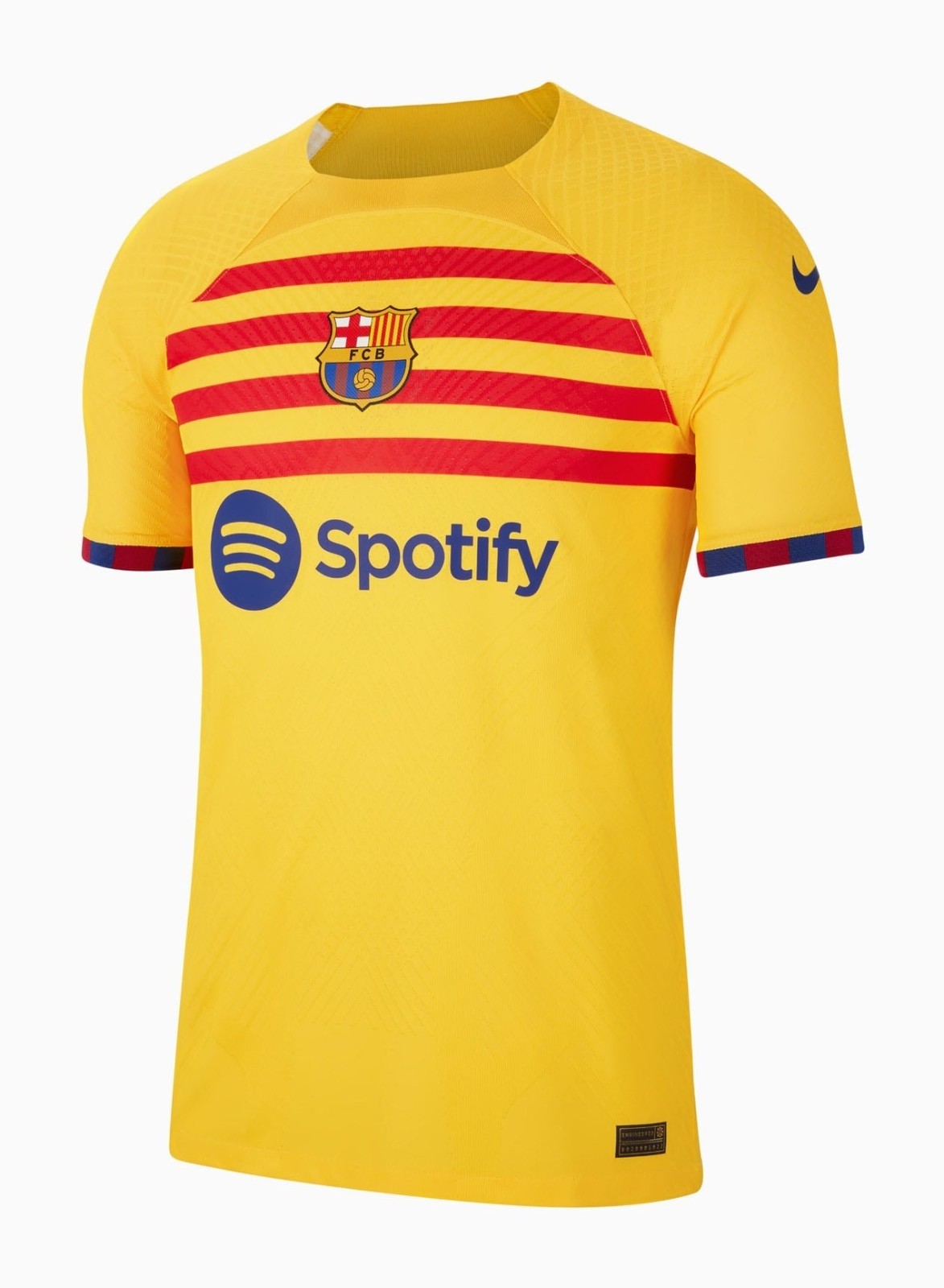 Camisa Barcelona IV 22/23 - Torcedor Nike Masculino - Amarelo/Vermelho