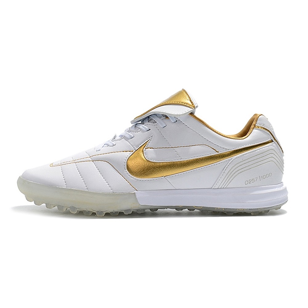 Chuteira NIKE Tiempo 7 Legend R10 Society Branco/Dourado