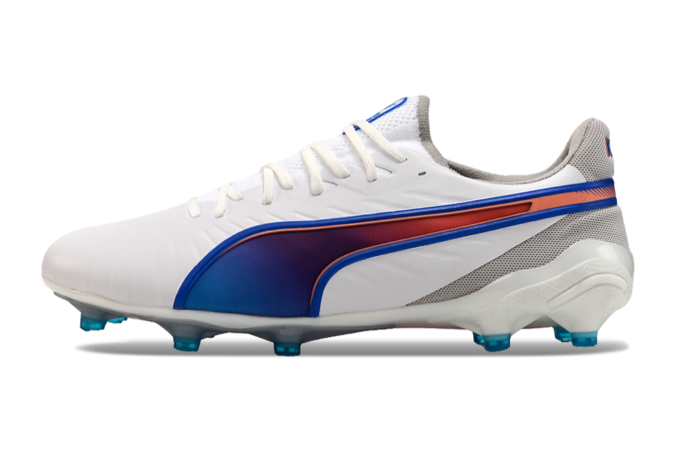 Chuteira de Campo Puma King Ultimate FG Branco/Azul