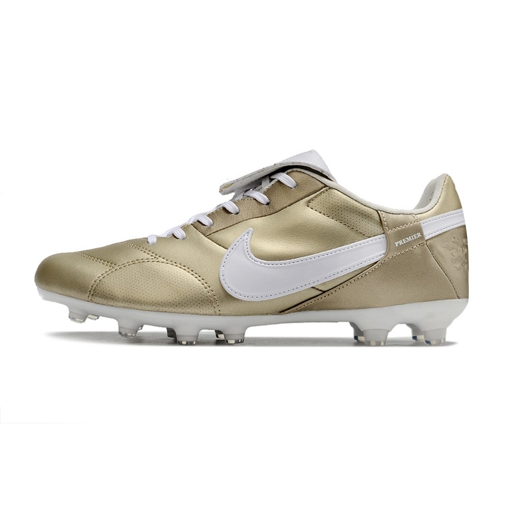 Chuteira de Campo Nike Premier III FG Dourado/Branco