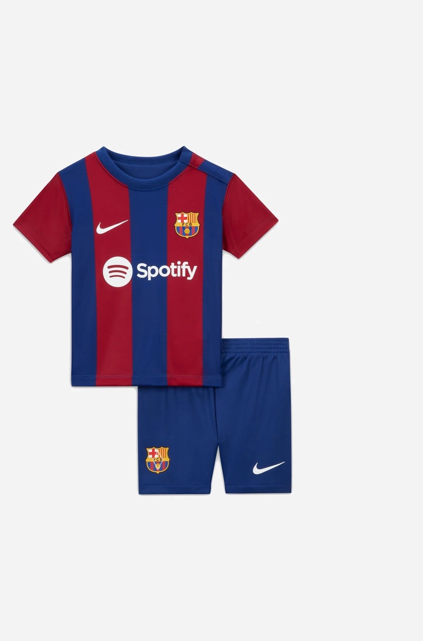 Camisa e Shorts Barcelona I 23/24 - Torcedor Nike Infantil - Vermelho Azul