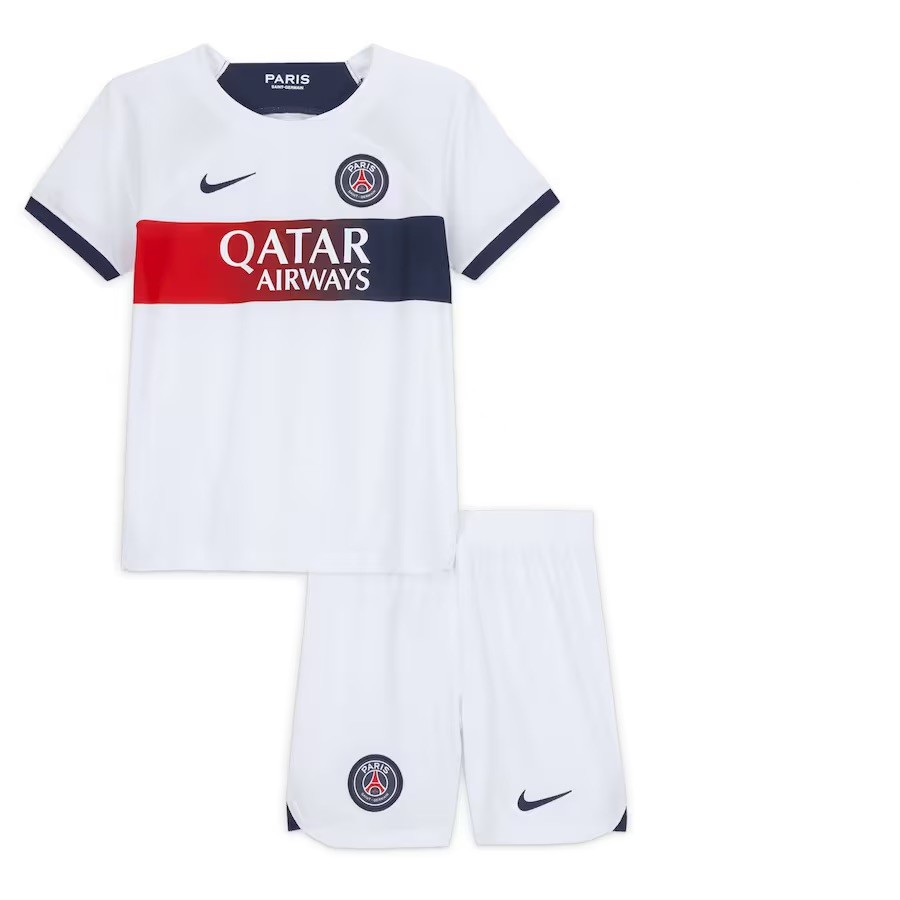 Camisa e Shorts PSG II 23/24 - Nike Infantil - Branco