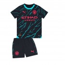 Camisa e Shorts Manchester City III 23/24 - Puma Infantil - Azul Marinho