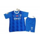 Camisa e Shorts Al Hilal I 23/24 - Puma Infantil - Azul