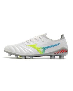 Chuteira de Campo Mizuno Morelia Neo 3 β Made In Japan FG Branco/Amarelo/Azul