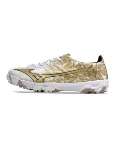 Chuteira Mizuno Alpha Elite AS Society Branco/Dourado