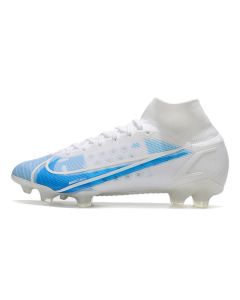 Chuteira Campo NIKE Mercurial Superfly 8 FG Elite Branco Azul