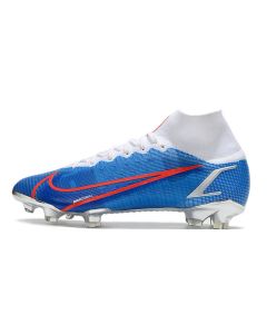 Chuteira Campo NIKE Mercurial Superfly 8 FG Elite Azul Branco Vermelho