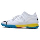 Chuteira PUMA Future Z 1.4 Pro Cage Society Branco Azul Amarelo