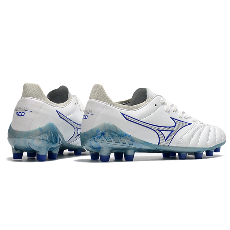 Chuteira Campo Mizuno Morelia Neo 3 FG Azul Branco