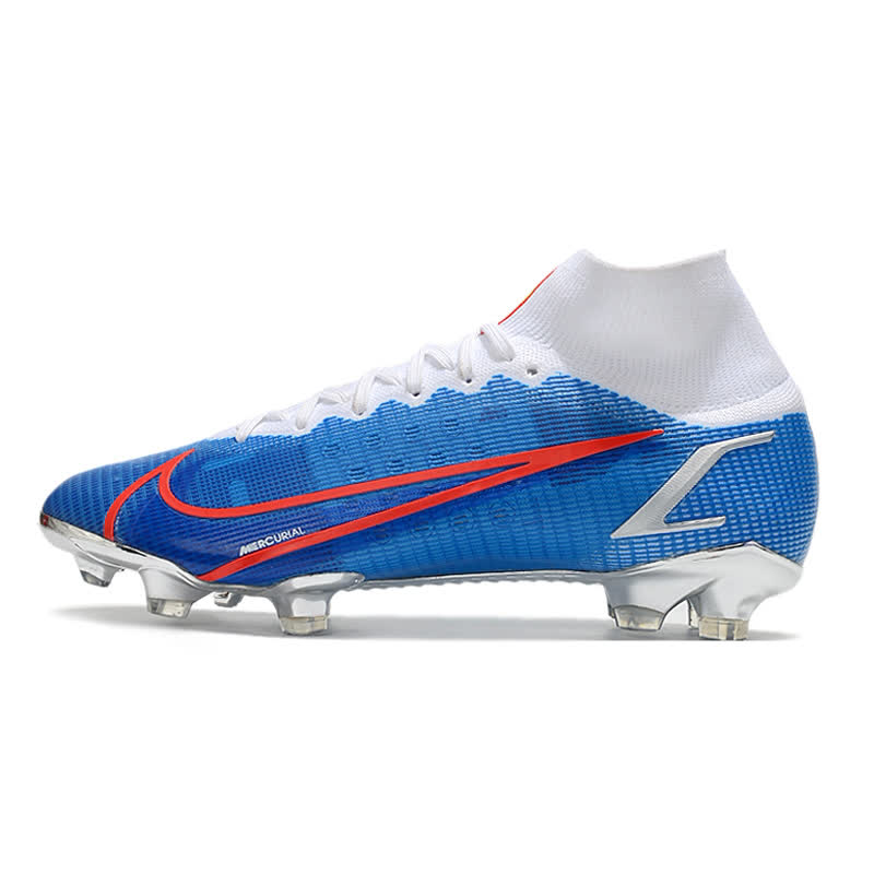 Chuteira Campo NIKE Mercurial Superfly 8 FG Elite Azul Branco Vermelho