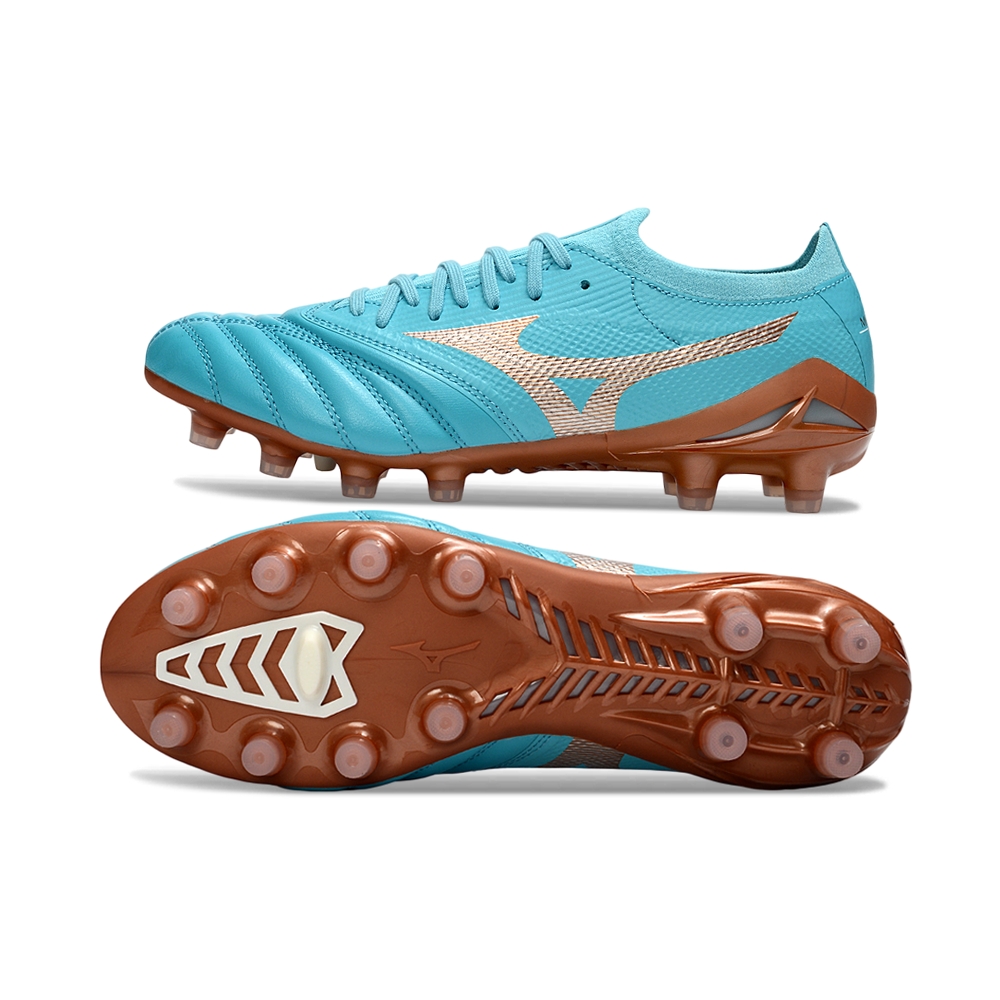 Chuteira Campo Mizuno Morelia Neo IV Japan Azul Marrom