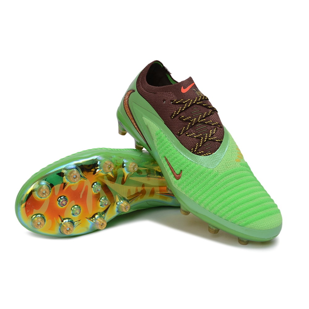 Chuteira Campo NIKE Phantom 6 Elite Low AG Verde Marrom