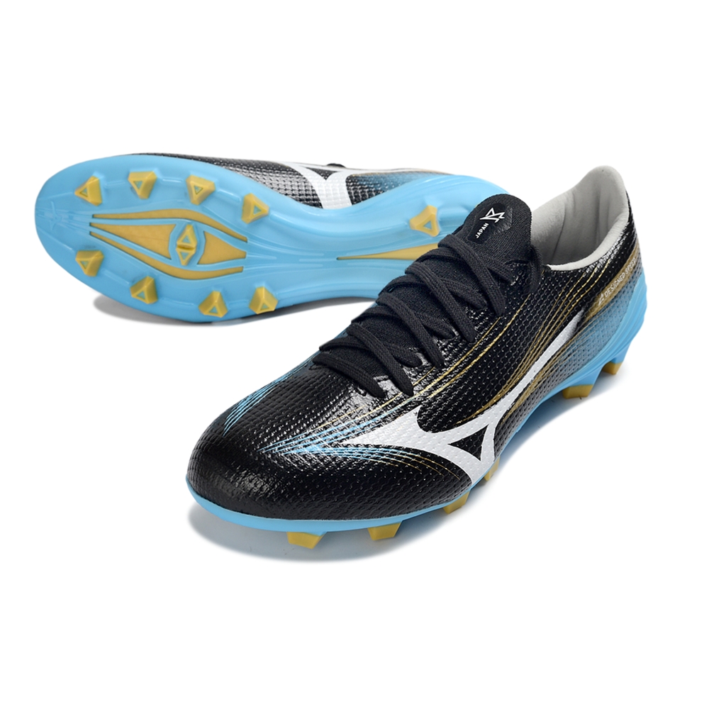 Chuteira Campo Mizuno Alpha III Made in Japan Preto Azul